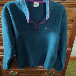 New Cond. Women's LL Bean Sweater Fleece Pullover with Pink Trim and Logo Size M